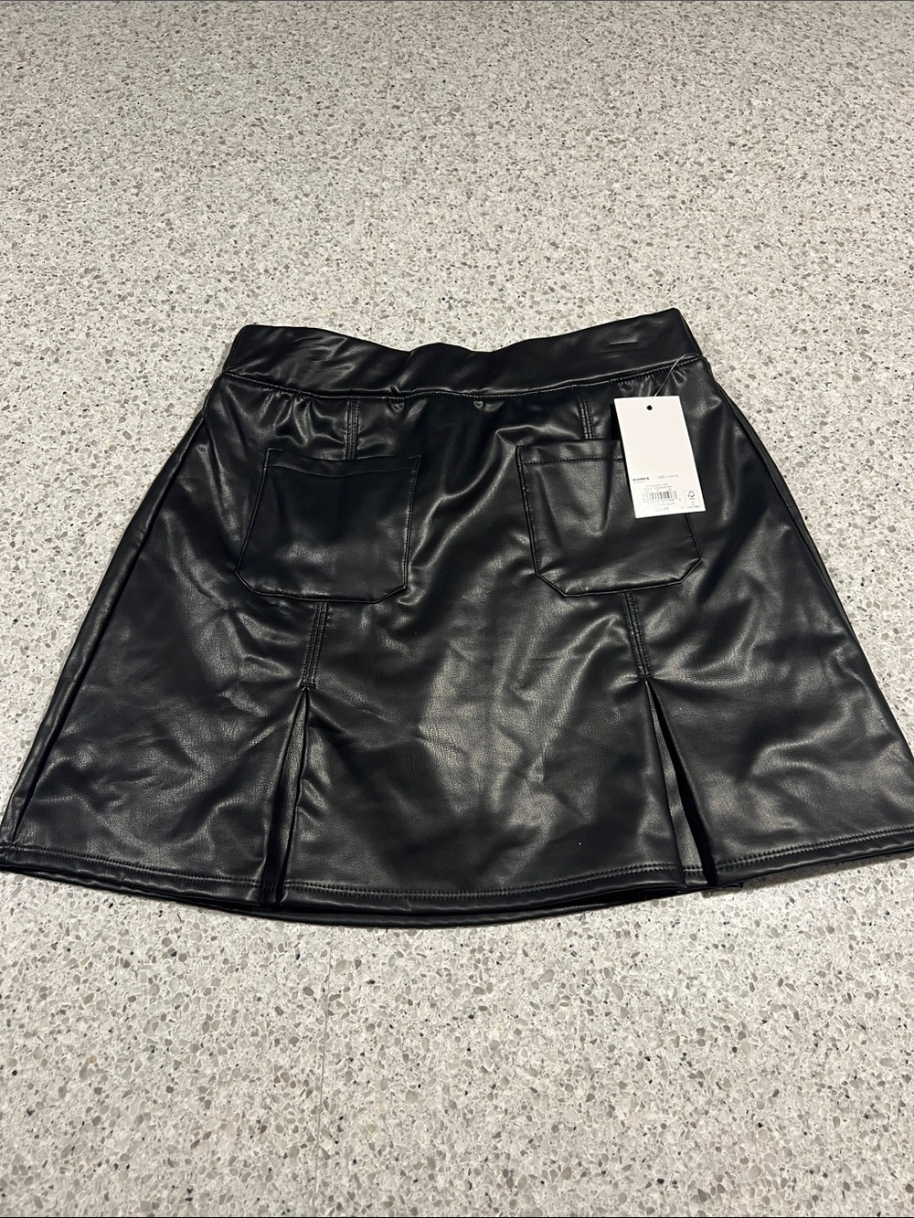 SO Black Faux Leather Mini Skirt with Front Pockets
